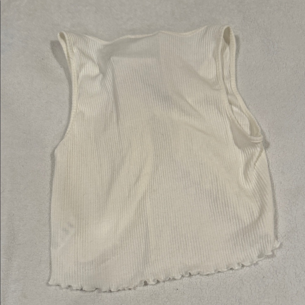 White Ruffled Crop Top - Picture 3 of 4